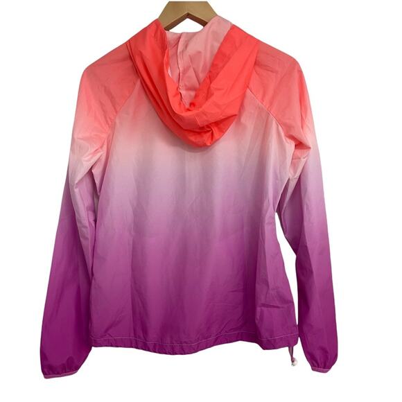 FILA Sport Windbreaker Jacket Ombre Neon Hooded Zipper Lightweight Rain XSmall - Picture 7 of 11